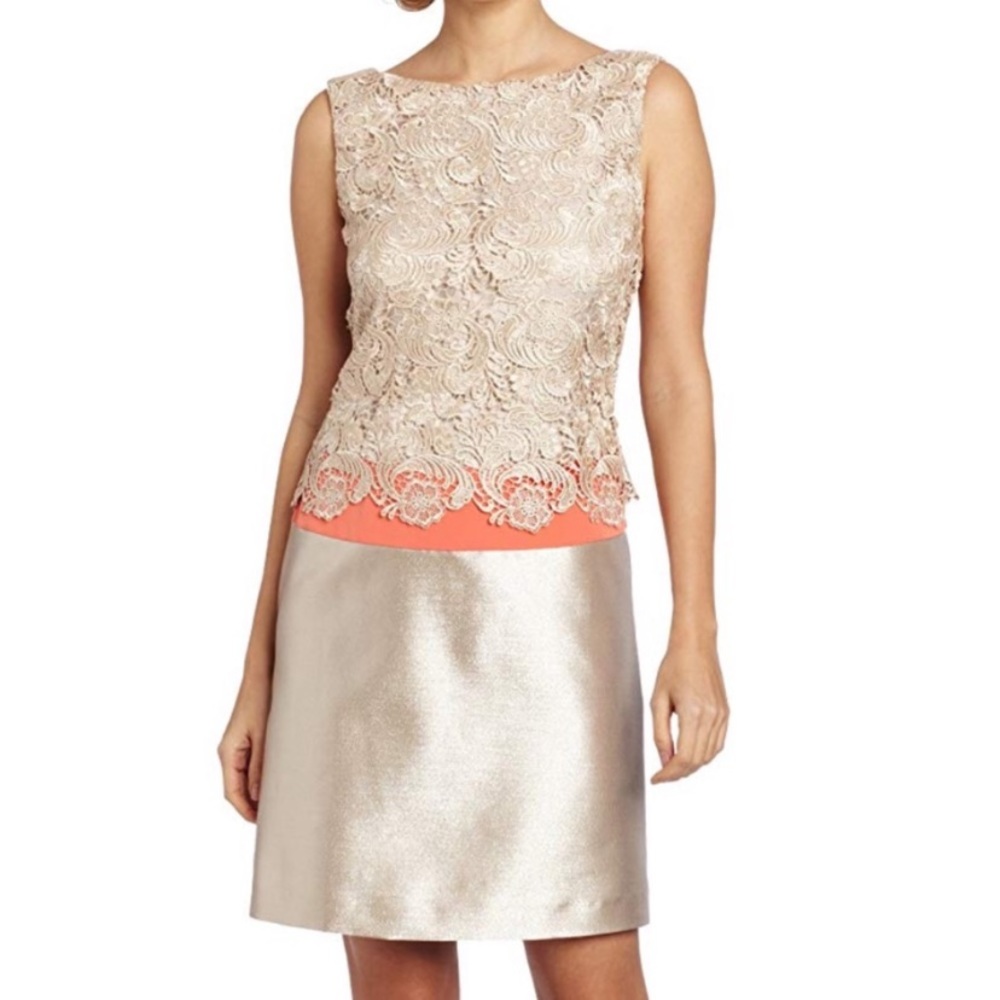 Eliza J gold metallic lace dress size 10